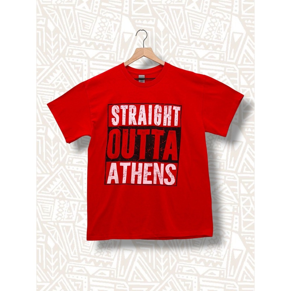 Gildan Straight Outta Athens Graphic Cotton Short Sleeve T-Shirt Red Large